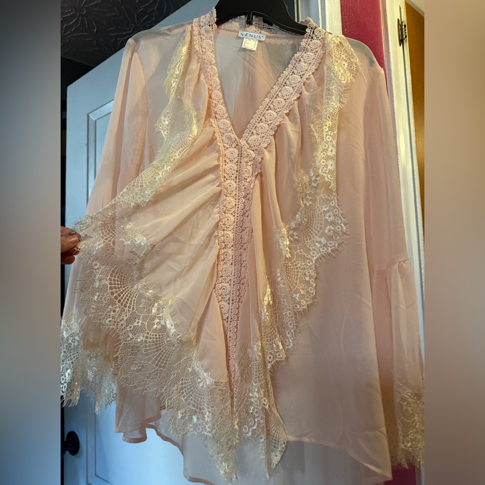 Venus Women's Pink Lace Trim Blouse, comes with camisole. Brand new - Picture 5 of 11